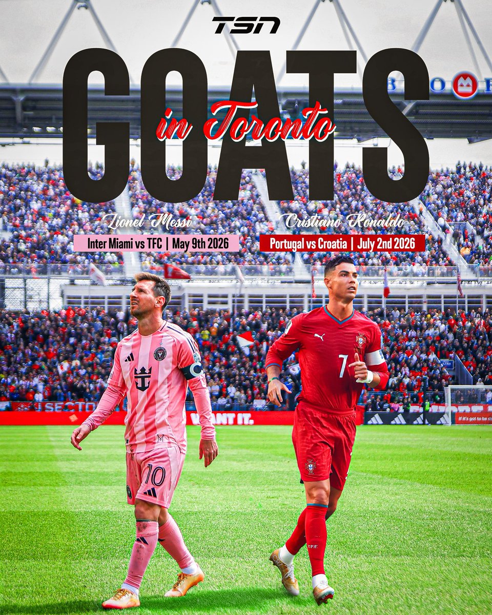 TSN_Sports's tweet photo. Two of the greatest players to ever play the game grace Toronto just 54 DAYS apart 🐐

#FIFAWorldCup https://t.co/ABTqCu4ub0