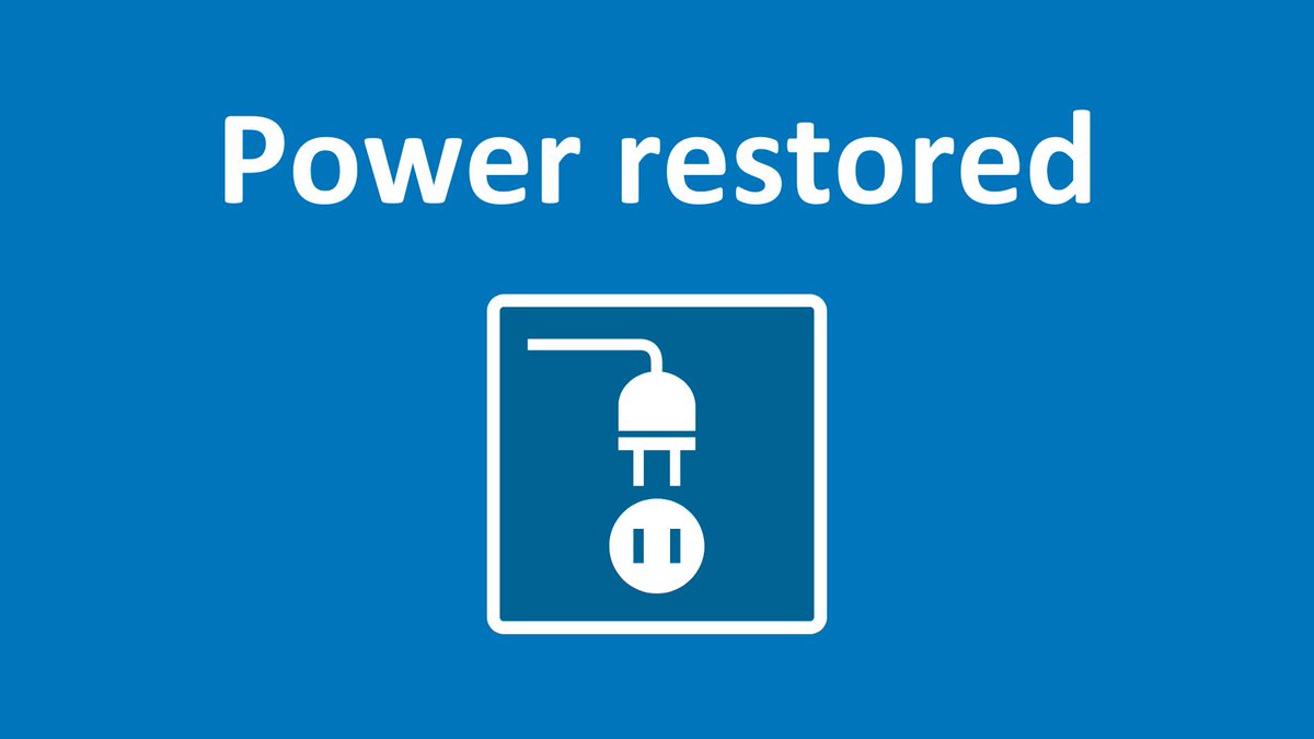 KillarneyPP's tweet photo. Power has been restored. Thank you for your patience. https://t.co/2z8U4VQk7b
