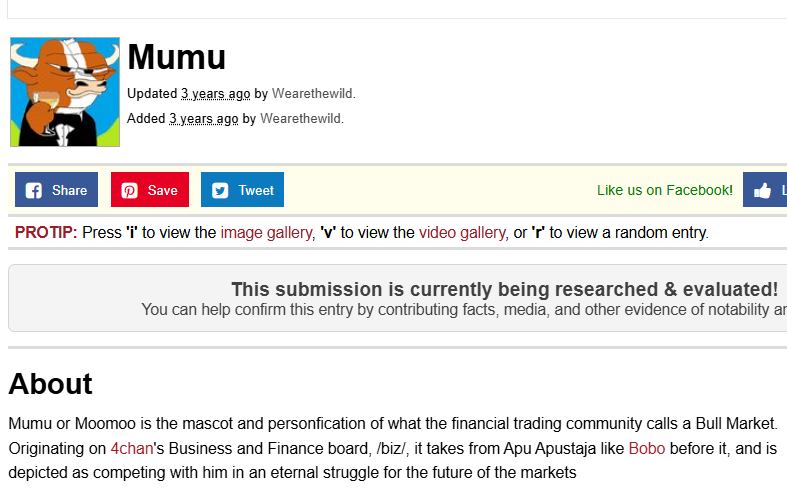 caTpnn's tweet photo. Mumu is the mascot of the bull market.
 Originating on 4chan's /biz/, it's based on Apu Apustaja and, like Bobo, is locked in an endless battle over the future of the markets.
https://t.co/WA4xouVcUy https://t.co/8leHOVrMPS