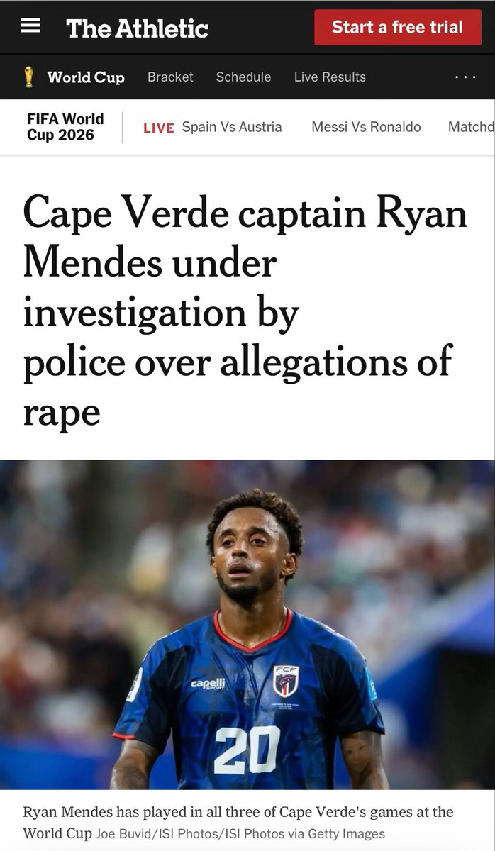 MerGarza's tweet photo. El capitán de Cabo Verde está siendo investigado por violación, por una mujer brasileña que fue contratada por el equipo para traducir en eventos internacionales, los hechos sucedieron en Marzo. Y el wey continuará jugando. https://t.co/dvJiIeP7yX