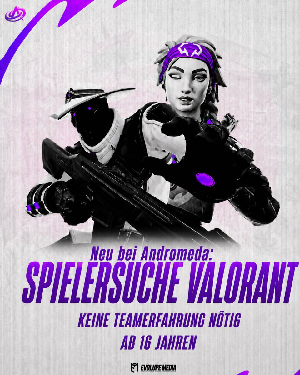 andromeda_lol's tweet photo. 🚀 ACHTUNG ACHTUNG ANDROMEDA SUCHT DICH:🚀 

Für unser neues Projekt im Bereich VALORANT 🥷, suchen wir interessierte Spielerinnen und Spieler, die sich uns anschließen möchten 🤩

Ihr braucht keine Teamerfahrung oder einen High-Elo Rang.
Ihr solltet Interesse, Zeit für Trainings mitbringen und nicht unter 16 Jahren sein. ✅

Wenn ihr Bock auf eine spannende Gelegenheit bei uns habt, meldet euch sehr gern in Discord bei @Phoonio1 (DC Name: phoonio) , der das Projekt leitet 👲

Wir freuen uns auf euch!
#Valorant #Spielersuche #neuesProjekt #AOM #Andromeda