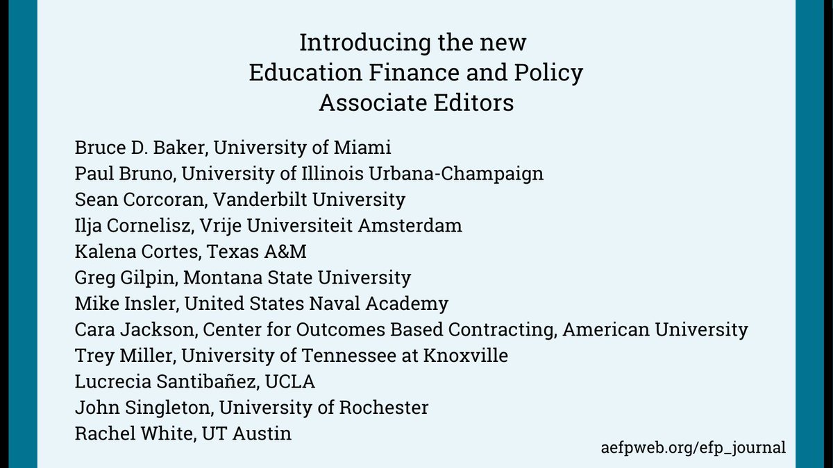 aefpweb's tweet photo. Please join us in welcoming our new Education Finance and Policy Associate Editors! 🎉 https://t.co/av2GkXbq57