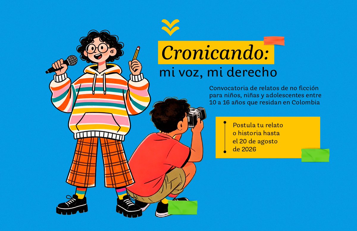 FundacionGabo's tweet photo. ¿Cuál es el país con el que sueñan los niños, niñas y adolescentes? 🤔

A través de #Cronicando:MiVoz,MiDerecho podremos descubrirlo. Esta convocatoria nos invita a escuchar y compartir sus voces e ideas mediante historias reales sobre sus territorios, comunidades y experiencias.📝💭

Conoce más y postula su relato aquí. ➡️ https://t.co/LVDorLVrVm