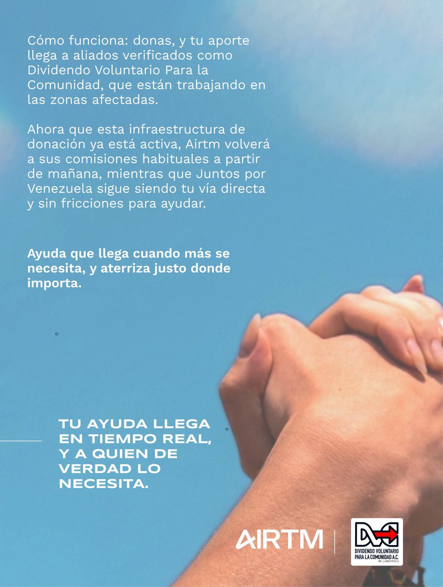 estendenciavzl's tweet photo. En Airtm habilitaron un nuevo link para todos aquellos que deseen realizar alguna donación ante estos momentos tan difíciles. 

Muy grandes todas las empresas que se han sumado y han aportado su ayuda a Venezuela ❤️🇻🇪 https://t.co/tpBhanqRce
