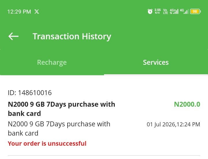 Holuyagi's tweet photo. @GloWorld @NgComCommission Follow-up on my complaint: Bought 9GB 7Days plan yesterday via Glo Cafe app. ₦2,000 debited, but after 24+ hours I have neither received the data nor a refund.
@GloWorld Check your DM, escalate immediately, activate the data or refund my account ASAP. Thank you! https://t.co/f2F2qSLqmM