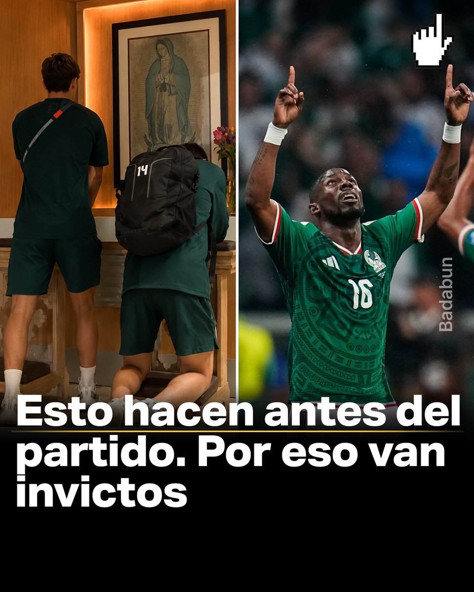 BadabunOficial's tweet photo. 👉👉 Antes de tocar el balón, tocan el cielo. En un rincón silencioso del mítico Estadio Azteca hay una imagen de la Virgen de Guadalupe bendecida por el Papa Juan Pablo II en 1999. Y ahí, lejos de las cámaras y del ruido de la afición, los jugadores de la Selección Mexicana pasan uno por uno. Se persignan. Se hincan. Se encomiendan. Porque en México lo sabemos bien: la preparación física gana partidos, pero la fe... la fe sostiene el alma.

Por eso, este domingo contra Inglaterra, no serán solo once jugadores en la cancha. Serán once jugadores, más de ochenta mil mexicanos en las gradas, millones frente a la pantalla... y la bendición de la Virgen de Guadalupe acompañándolos en cada jugada. Porque este equipo no juega solo. Nunca ha jugado solo.

Si tú también crees que la Virgencita acompaña a México, comparte este video y deja un "🙏🇲🇽" en los comentarios. Que llegue a todo el mundo.
