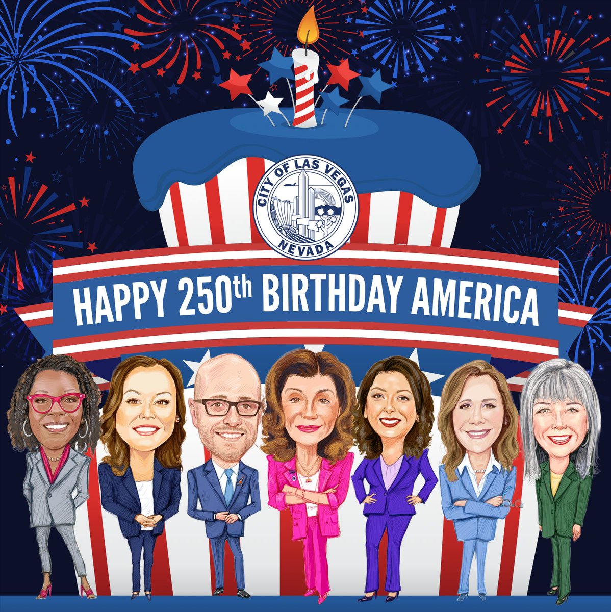 CityOfLasVegas's tweet photo. Celebrate Independence Day and America’s 250th birthday with us at Blast Off in the Basin! 🇺🇸 

You’ll be able to enjoy live music, delicious food and family activities before ending the night with an incredible fireworks display in the sky. 🎆

-Buckskin Basin Park, 7350 Buckskin Ave. 📍
-Starts at 7 p.m. 🕕
-Fireworks around 9 p.m. 🎇 

The main viewing area for the fireworks show is at Buckskin Basin Park, but additional viewing areas are as follows:📍 
-Wayne Bunker Family Park, 7351 W. Alexander Road
-Children's Memorial Park, 7514 Caliche Way
-Bettye Wilson Soccer Complex, 6601 W. Gowan Road  (western portion, off Caliche Avenue east of Buffalo Drive)

Bring low-back chairs, blankets, plenty of water and your patriotic spirit to enjoy the celebration! 🎉 
---
@mayoroflasvegas 
@clvbrianknudsen 
@FrancislovesNV 
@Shondra4Vegas 
@Brune4Vegas