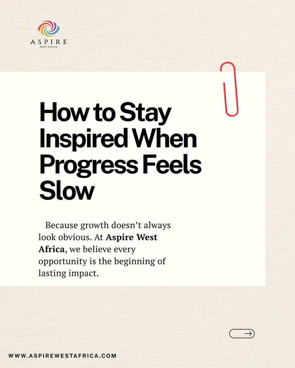 AspireWestAfric's tweet photo. Growth isn’t always obvious, but every step counts. Keep learning, stay consistent, and trust the journey.

At Aspire West Africa, we believe today’s effort shapes tomorrow’s opportunities.

Which slide spoke to you the most? 🌍

#AspireWestAfrica #Growth #Leadership #KeepGoing #Purpose #AfricaRising