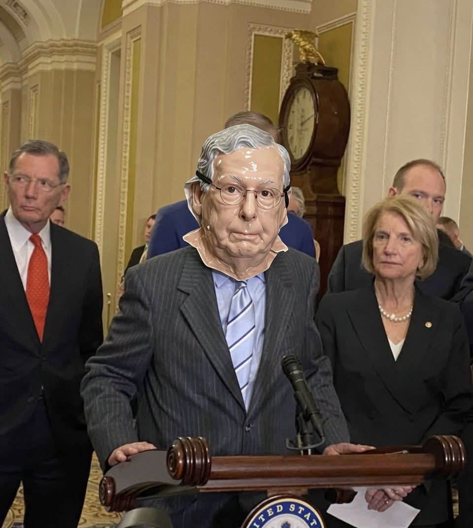 SillE_llis's tweet photo. Mitch McConnell shows up in DC to ensure the world he is still alive and kicking and ready to vote against the American public https://t.co/aGPe8HWvYP