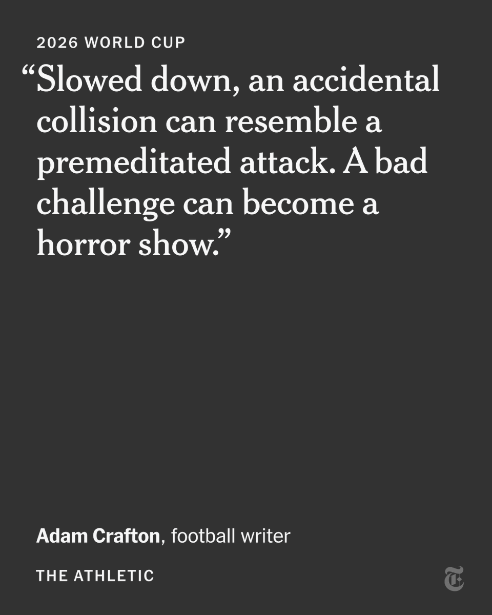 nytimes's tweet photo. From @TheAthleticFC: "Football is not a sport played in slow-motion or with a freeze-frame," our columnist writes. "It is played at high speed, in full motion." The use of slow-motion VAR replays should be stopped as they distort referee decisions. https://t.co/8GBHxirJy5 https://t.co/5UyqQlf2t0