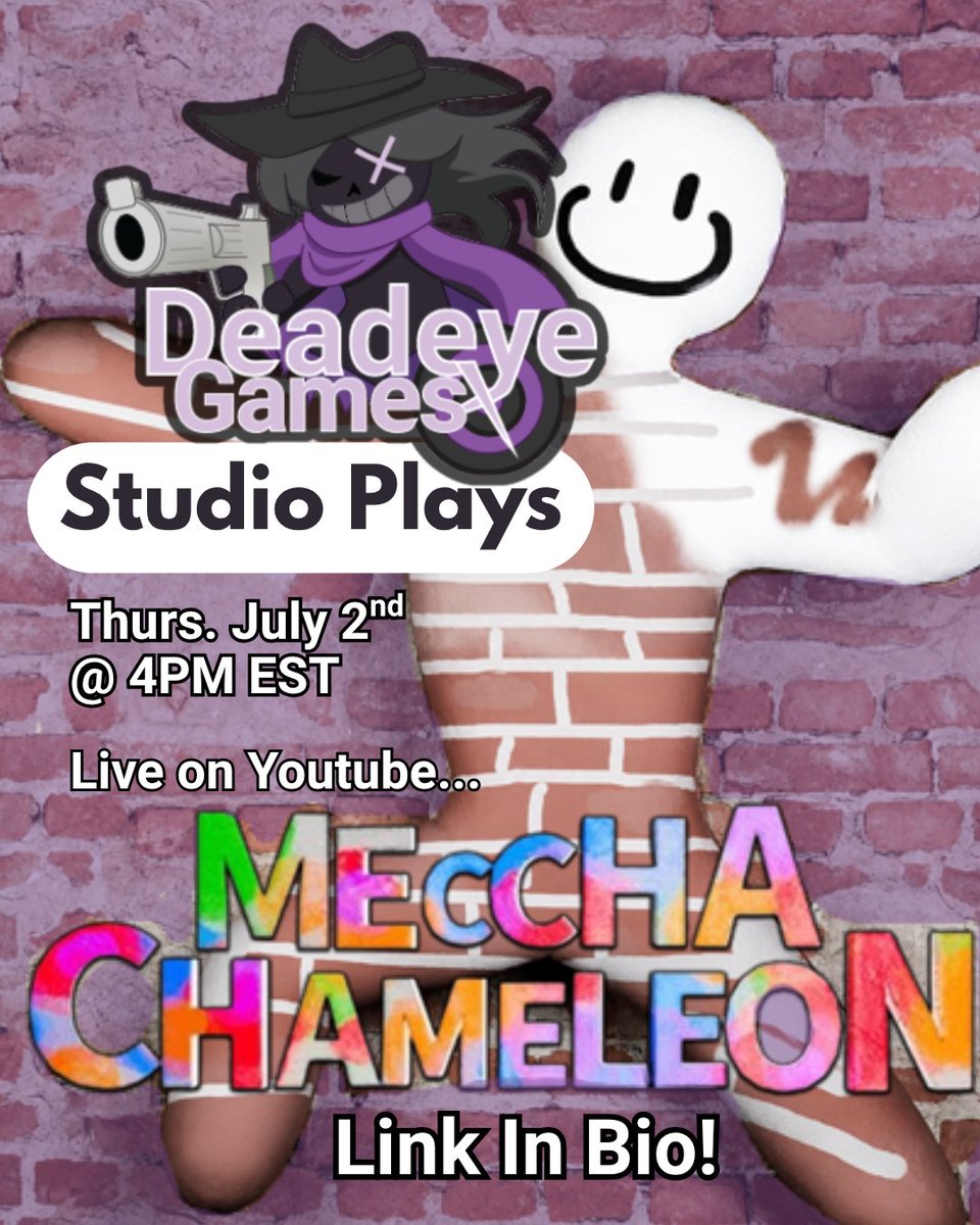 DeadeyesGameDev's tweet photo. 🎮Today is the day!

Join the Deadeye Game Studio team as we dive right into the chaotic game of Meccha Chameleon! LIVE on Youtube! Come hangout and chat with us!

We'll see you there! 💙
🔗https://t.co/5kWZp4eQ2a

#DeadeyeGames #StudioPlays #MecchaChameleon #LIVE #LiveonYT https://t.co/5vnOOB3btE