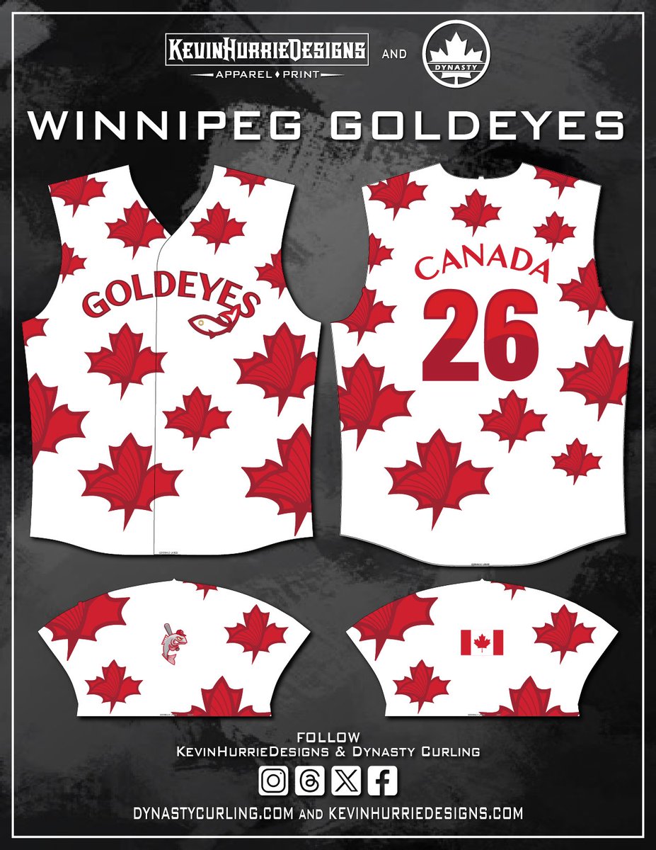 KevinHurrie's tweet photo. Apparel I Designed For The Winnipeg Goldeyes - Canada Day Jerseys.
.
#kevinhurriedesigns #dynastycurling #winnipeggoldeyes #baseball #teamdynasty https://t.co/pmryUCBwRz