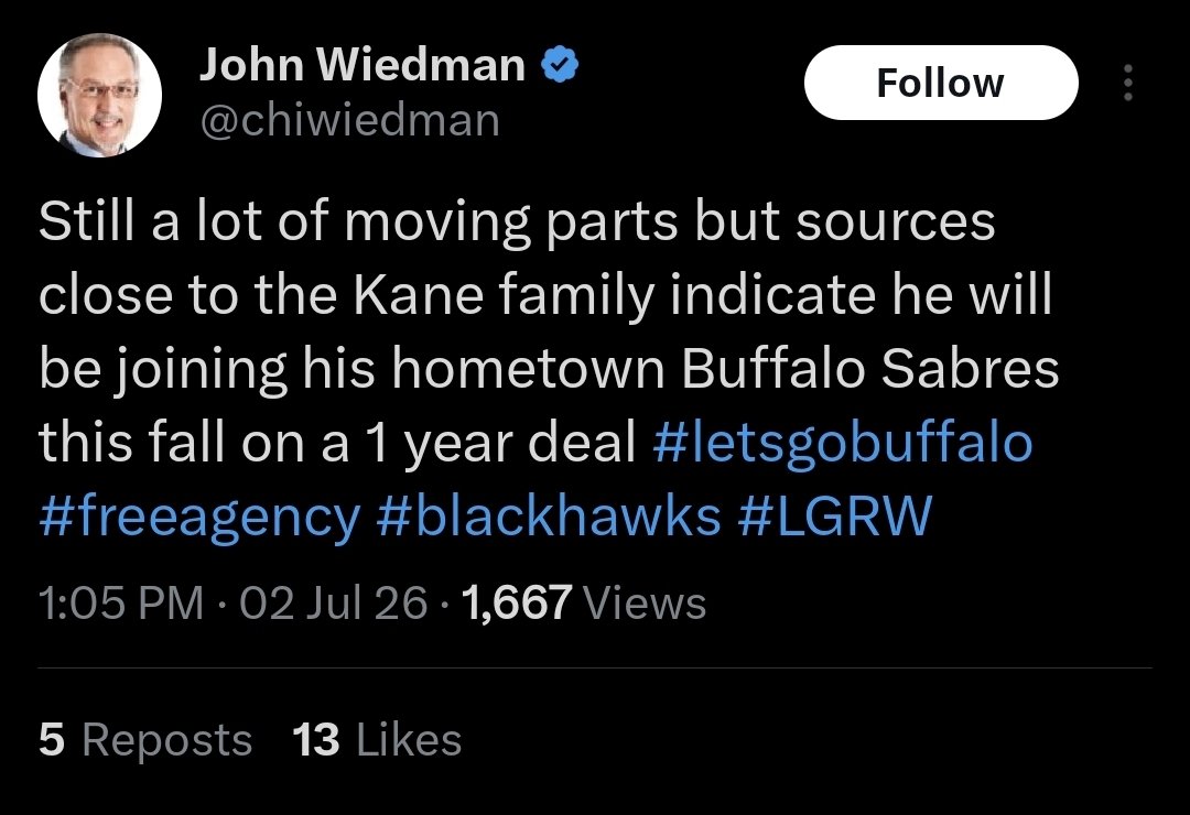 bd007h's tweet photo. @StrozewskiAaron @VinDeStefano1 @VikMaudr_716 From a Blackhawks writer/insider for The Athletic https://t.co/jRyy4wVzqM