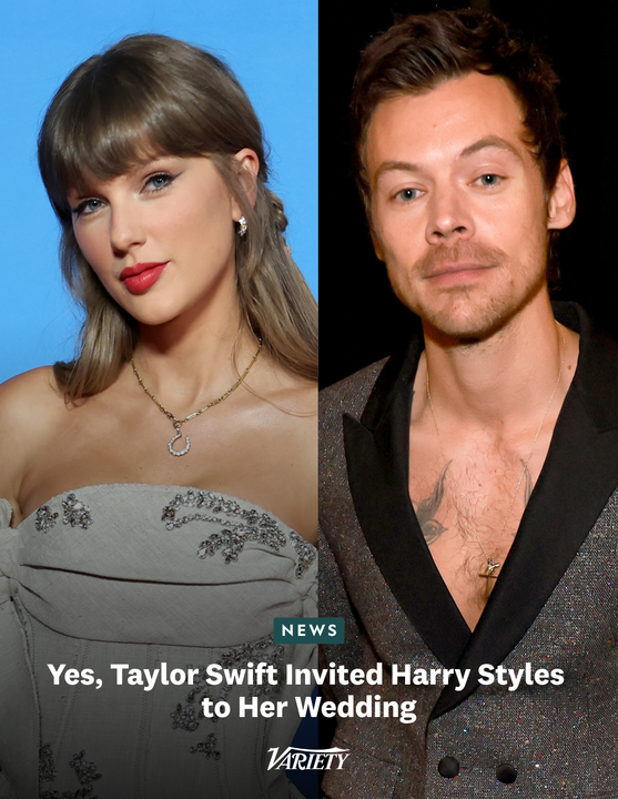 Variety's tweet photo. Harry Styles got the invite to Taylor Swift and Travis Kelce's wedding but can't attend due to his tour in London.

Other A-list invites include Zoe Kravitz, Ellen Pompeo, Steven Spielberg, Sabrina Carpenter, Ed Sheeran and more. Swift's country roots are also represented on the guest list with invites sent to Miranda Lambert, Kane Brown, Little Big Town, Kelsea Ballerini and Maren Morris.

Hollywood executives with invites include former Disney CEO Bob Iger, Disney’s president and chief creative officer Dana Walden and AMC Theatres CEO Adam Aron, among others.

Read more here: https://t.co/omWkMDFiE1