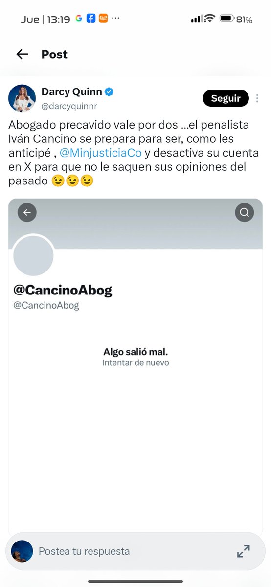 actitudcorrect's tweet photo. El abogado #IvanCancino, cerró su cuenta de X. Desde allí se dejó ver muy cercano al #Paramilitarismo, muy en la linea de quién hoy es electo presidente. 

Como lo dijo la misma Darcy, ¡sí! La misma @darcyquinnr... ¿Miedo a que salga su pasado de opinión?

#SeValePensar🫵🏾😎 https://t.co/UIE1L5IFe2