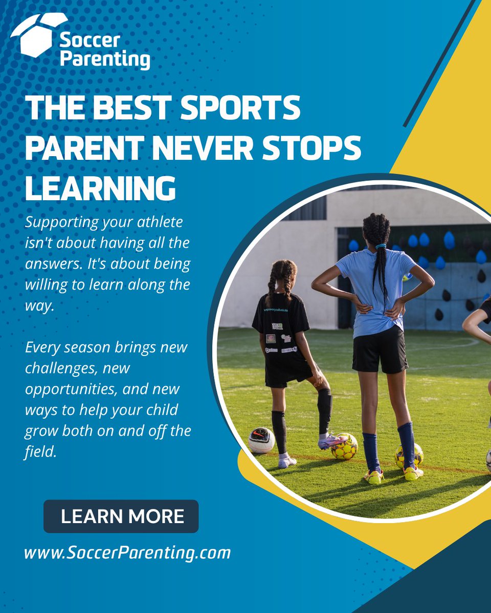 SoccerParenting's tweet photo. Supporting your athlete isn't about having all the answers. It's about being open to learning, growing, and showing up with purpose every step of the way.

Every season brings new lessons, new challenges, and new opportunities to help your child build confidence, resilience, and a lifelong love for the game. The more we learn as parents, the better we can support our athletes on and off the field. ⚽💙

👉 Explore free parenting resources and learn more at https://t.co/LtoMDNl8dE

 #SportsParenting #YouthSoccer #YouthSports #PositiveParenting #SoccerParents #PlayerDevelopment