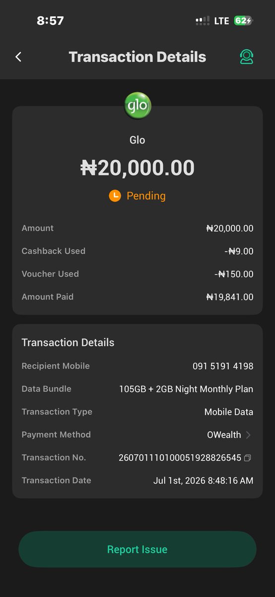 Gtw_Eddie's tweet photo. @OPay_NG What the fuvk is the problem,pending data subscription to my GLO line since yesterday https://t.co/u6DG9DcwEt