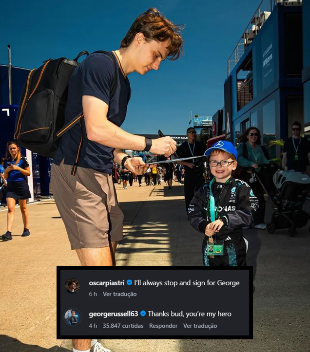 blog_formula1's tweet photo. Piastri: "Sempre vou parar pra autografar pro George"

E o George respondeu: "Obrigado parceiro, você é meu herói"

kkkkkkkkkkk https://t.co/LD5FQNeXGN