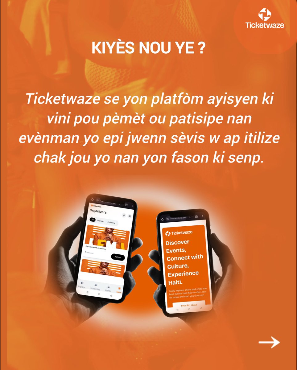 ticketwaze's tweet photo. Nou se βTicketwazeβ, nou ede w vann ak achte tikΓ¨ w pi fasil, pi rapid. π₯ππΉποΈ
#Thewaitisover
#FollowUs
#Modernevent
#viral
#haiti https://t.co/25NYMKxw0I