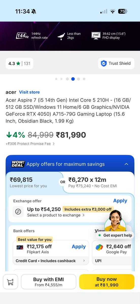 ModityaJ's tweet photo. @Flipkart what a funny way to introduce sale 
Totally scam 
Price just before 5 min and after sale start 🤣🤣 https://t.co/h8bNecUO7L