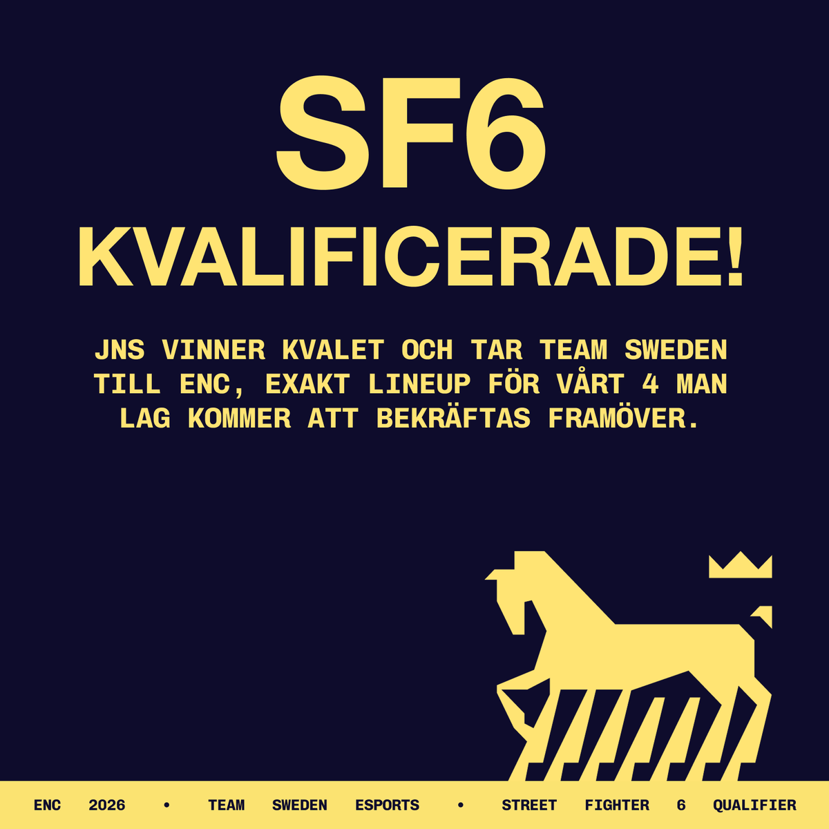 TeamSWE_Esports's tweet photo. Team Sweden är kvalificerade till @ENC_EN i Street Fighter 6! 

Över 60 spelare deltog i kvalet som var väldigt svenskt toppat där vi tog hem alla top 3 platserna men all heder till @stecarn som tog hem första platsen efter att ha spelat sig upp från Lower bracket i ett tidigt skede och vann efter en ganska övertygande final mot sin bror @SundellJoel 

Vi återkommer med hela lineupen på 4 spelare så snart den är bekräftad!