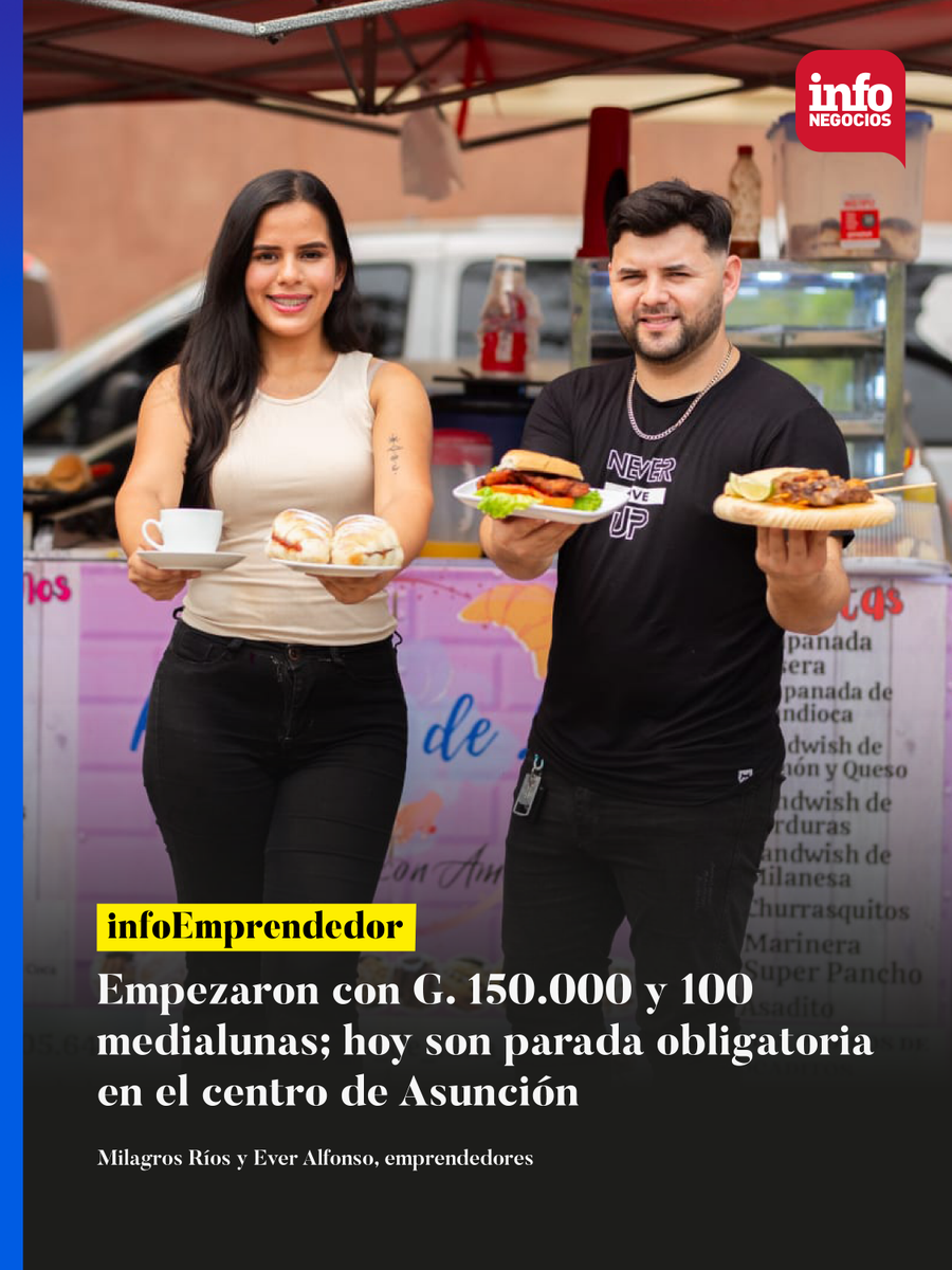 InfoNegocios_PY's tweet photo. 🛍️ #infoEmprendedor |
🥐💼 Con solo G. 150.000 y sin oportunidades laborales por falta de experiencia, Milagros Ríos y Ever Alfonso apostaron por vender 100 medialunas. Así nació un emprendimiento que transformó un obstáculo en oportunidad.
https://t.co/MxYYYBHtBl https://t.co/pdu8F8IoC9