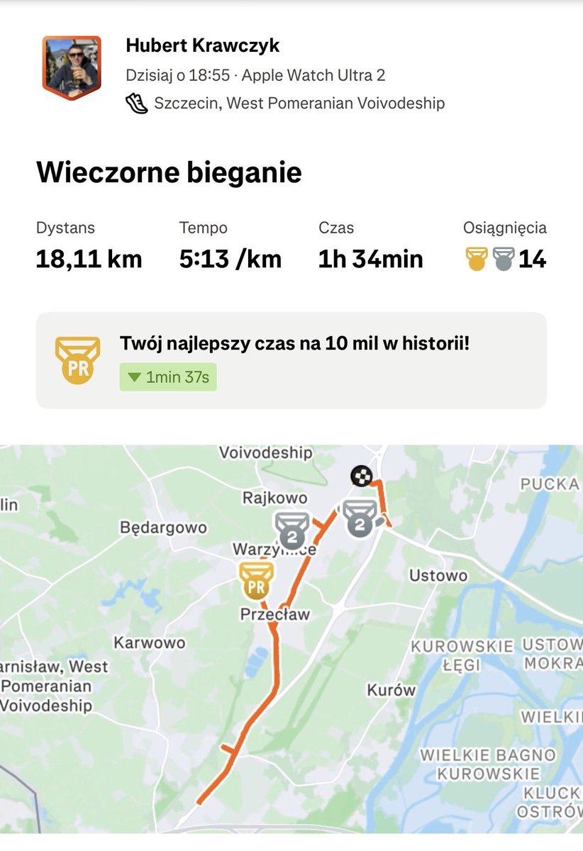 HubertKrawczyk7's tweet photo. Mój najdłuższy bieg jak dotąd: https://t.co/LHea5OithU
