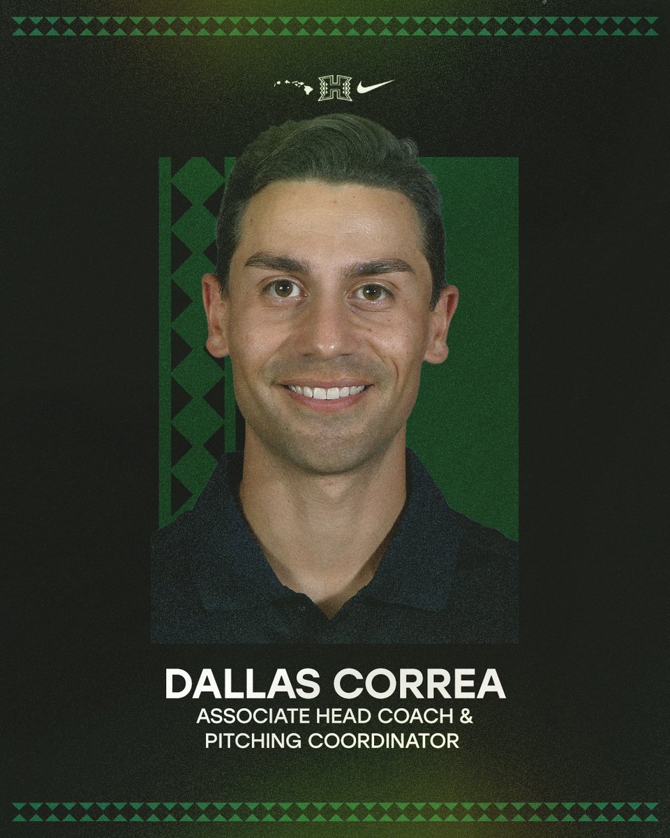 HawaiiBaseball's tweet photo. Welcome back home, Coach Correa 🤙
After three years with the Milwaukee Brewers organization, @dallascorrea returns to Mānoa as associate head coach/pitching coordinator.
#GoBows https://t.co/N0ujrD2CcQ