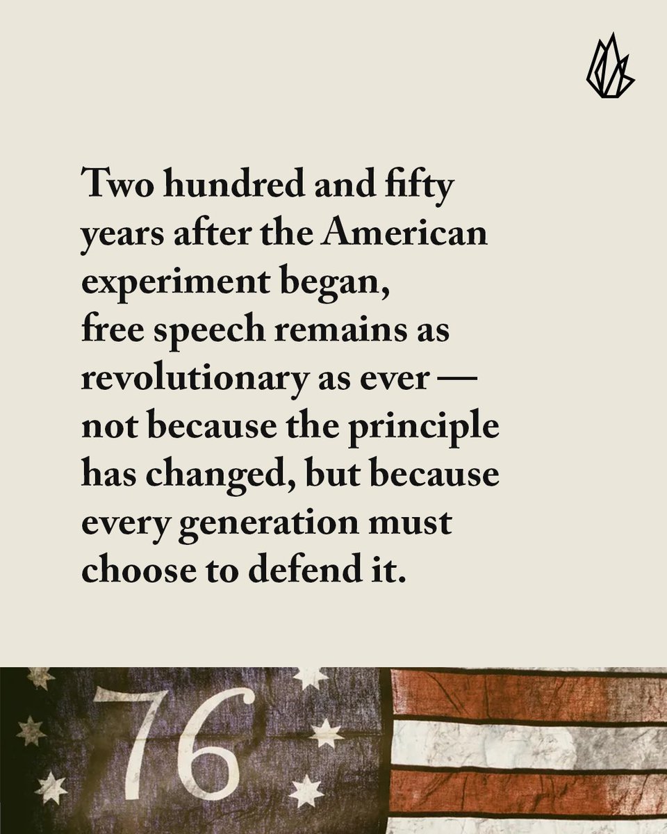 TheFIREorg's tweet photo. The Declaration of Independence intensified an already brewing revolution and launched an endeavor that continues today: the pursuit and preservation of liberty.

The bedrock of our country wasn’t blood and soil, but ideas and ideals — especially the freedom to speak. https://t.co/XQ3YNBdYxM