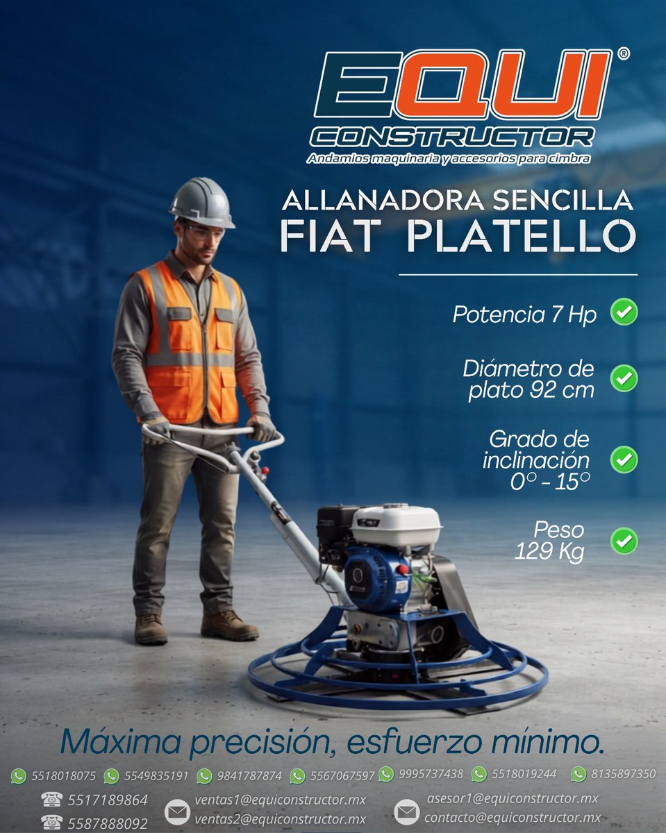 ConstructorEqui's tweet photo. ¡Potencia y precisión a pie de obra! 🛠️
Tenemos en stock la Allanadora Sencilla FIAT PLATELLO. El equipo compacto y confiable que todo constructor necesita para garantizar la planicidad perfecta en el concreto fresco. 📲📩
#Equiconstructor #ConcreteFinishing #PulidoDePisos https://t.co/YNmJg4ZoCD