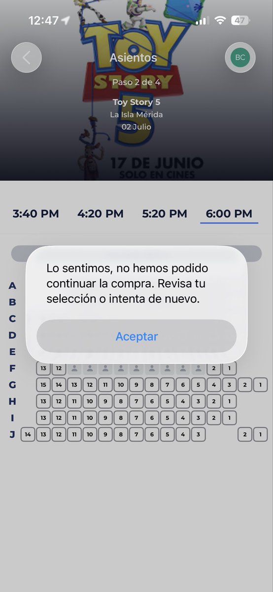 BeaCervera's tweet photo. @Cinepolis no puedo comprar boletos desde la app o web … help! https://t.co/bRRRvhki7H