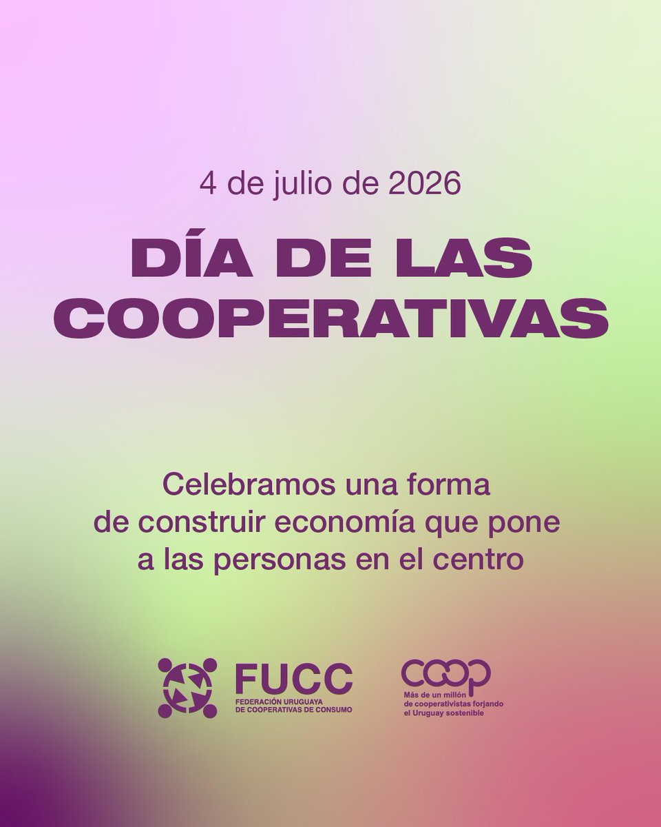 FUCCUruguay's tweet photo. Este sábado 4 de julio se celebra el #DíadelasCooperativas2026: celebramos una forma de construir economía que pone a las personas en el centro  https://t.co/O6Ej9xTYQU https://t.co/2V8F7EXJ5G