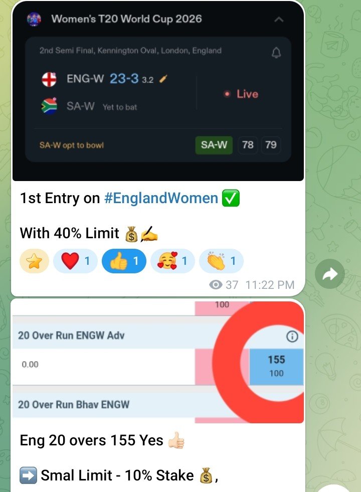 PantherEdge_'s tweet photo. Too Every Punter , i want too say one thing come join my Channel With Meaning Full Tips &amp; Safe Bets .

1. D wyat 36 Under ✅️
2. Nat sciver 22 Balls ✅️
3. ENGW 155 ✅️
4. #Eng Bookset 💰❤️

Before The 1st Innings We have done everything https://t.co/YhrJ7Ub73L 
#T20WorldCup https://t.co/SSVkzFjJbf