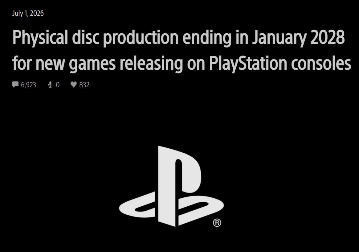 JustinTPhillips's tweet photo. On this topic about @PlayStation announcing no more discs:  I think it's sad but inevitable.  Most recent physical PS5 game on my shelf is from 2022...Same on the Switch/2.  If you want to save on games, get into the habit of wish-listing and checking for sales every week or two. https://t.co/UtRveFkX3s