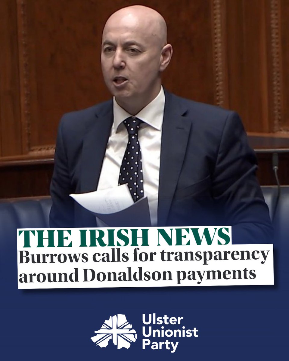 uuponline's tweet photo. ✍️As reported by Conor Coyle in The Irish News, Eleanor Donaldson received a redundancy payment after she had been charged with aiding and abetting her husband's child sex offences.

Ulster Unionist Party Leader Jon Burrows commented saying:

"This matter demands maximum transparency. The public is entitled to know precisely what payments were made to Eleanor.

"I am calling on IPSA to be fully transparent about this matter, to the fullest extent that it can.

"If it is the case that Eleanor received a redundancy payment as a consequence of Donaldson's own criminal conduct, then there is a compelling case that the money should be repaid.

"Taxpayers should not be left footing the bill. Eleanor, if she had any decency, would repay any money she received, and the rules should be changed so this can't happen again.

"The Jeffrey Donaldson case has exposed a series of weaknesses in our public institutions. We should not simply move on.

"We should close every loophole that allows those responsible for the gravest criminality to continue benefiting from public funds."
