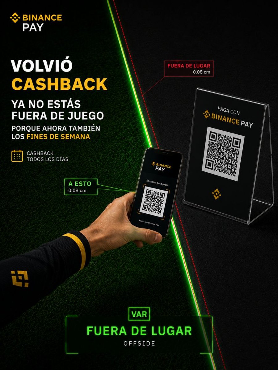 alepacheco27's tweet photo. 🚨 ¡Volvió el cashback! 🟡
Ya no estás fuera de juego. ⚽💸
Ahora también puedes recibir cashback los fines de semana al pagar con QR usando Binance Pay.
Es el momento perfecto para aprovechar cada compra y recuperar parte de lo que gastas.
📲Paga con QR.@BinanceArg https://t.co/hthLKU0yR5