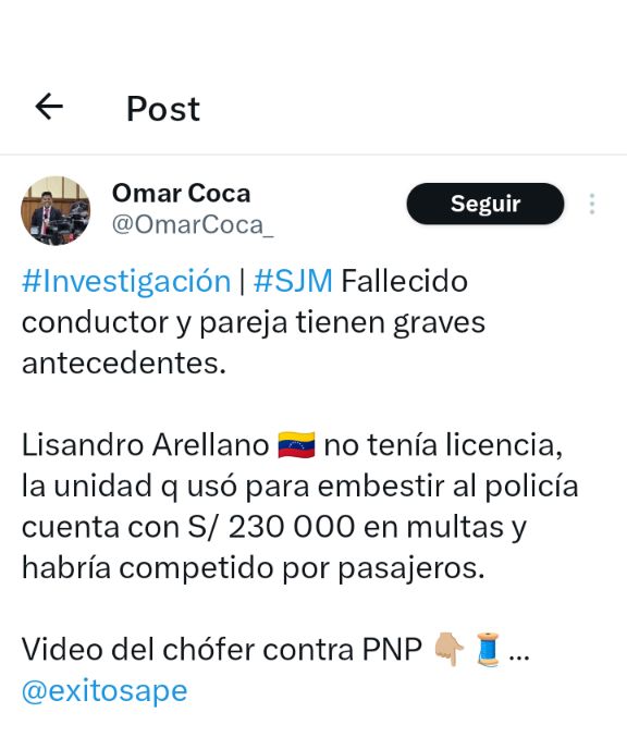 warriorperuvian's tweet photo. Para Todos los Anti patriotas que de defienden al veneco que quiso atropellar a un policía, aquí está la verdad de quien en realidad era. https://t.co/8XhPk3kqph