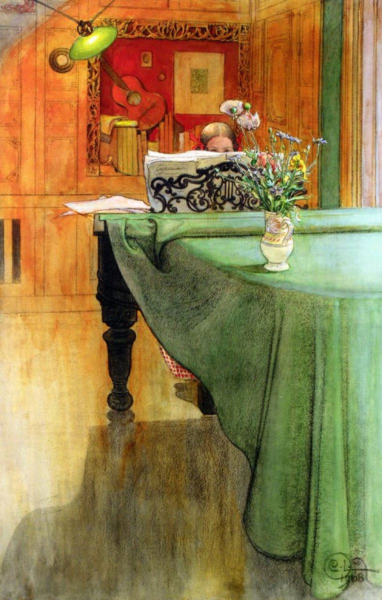 AnaPort_2's tweet photo. Art by Swedish painter Carl Larsson [1853-1919].
#art #painting #watercolor 🎹🎶💐 https://t.co/3XSdddNTdq