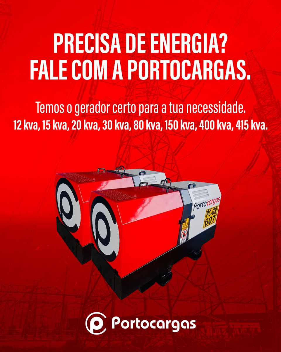 PortoCargas's tweet photo. Na PORTOCARGAS, sabemos que o tempo é dinheiro e que uma falha de energia pode parar tudo. Por isso, temos o gerador ideal para cada necessidade.
Disponíveis : 12 kVA · 15 kVA · 20 kVA · 30 kVA · 80 kVA · 150 kVA · 400 kVA · 415 kVA
 Fale connosco hoje e garanta já o seu gerador! https://t.co/tiqAv8qNNl