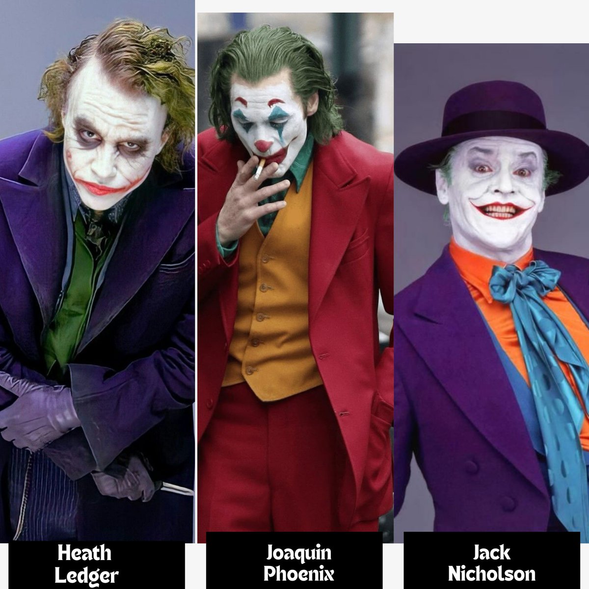OtunbaSebotimo's tweet photo. Who played the Joker better? 🤔

Three actors.
One legendary role.
Heath made it dark.
Joaquin made it personal.
Jack made it theatrical. https://t.co/pcZJyCZR6g