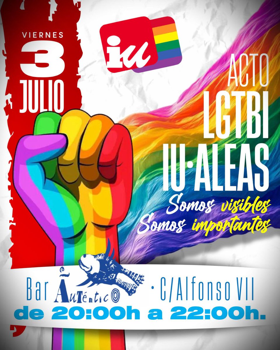 iucyl's tweet photo. IU celebrará en Palencia un acto con motivo del Día Internacional del Orgullo LGTBI+

Acto en reivindicación  de la diversidad, la igualdad y la defensa de los derechos frente al auge de los discursos de odio https://t.co/knhXa1B9dj