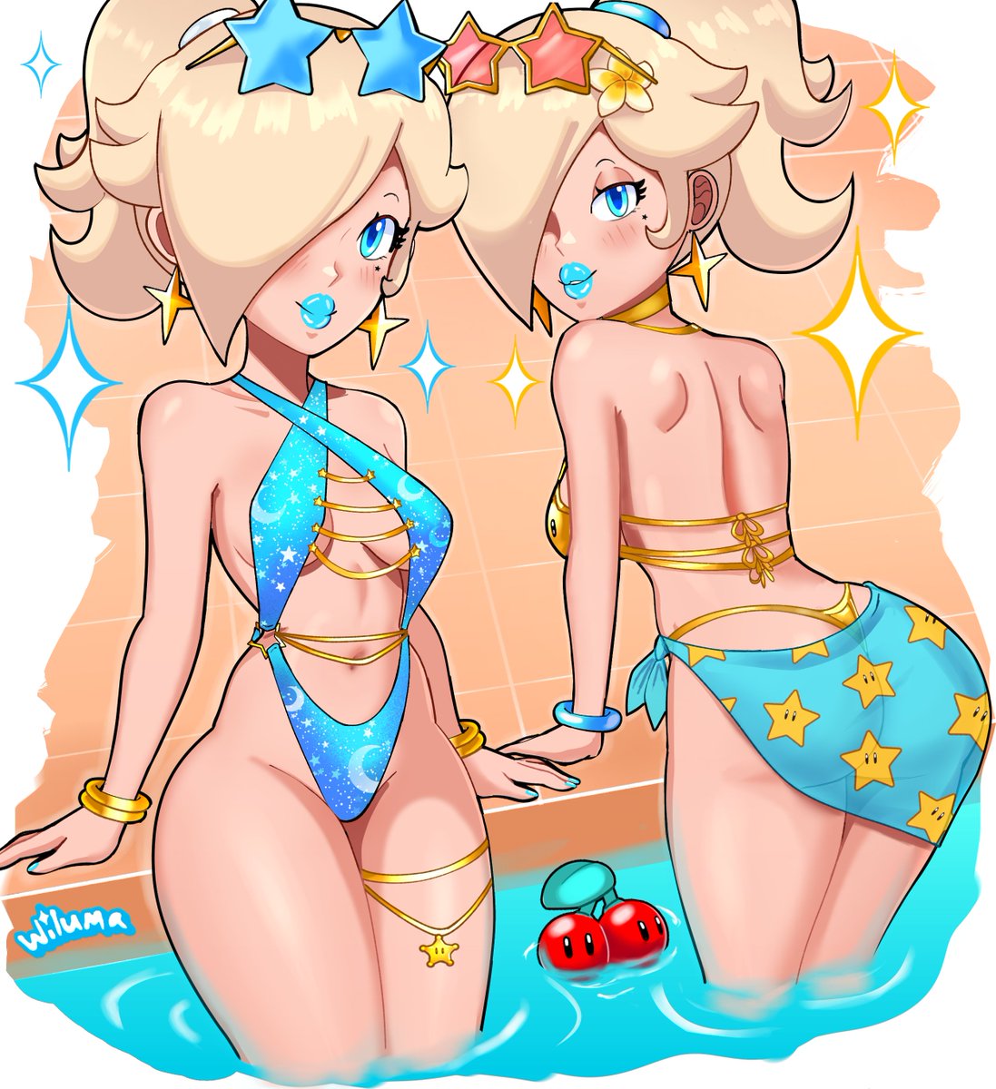wiluma_'s tweet photo. Double Swimsuit Rosa 🍒💫

Star bikini design by @SarukaiWolf https://t.co/SdqnE3LoR5