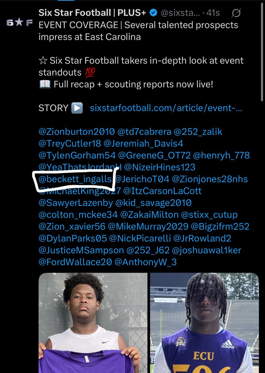 beckett_ingalls's tweet photo. 4th camp in a row being recognized for my performance! @CoachK__Mac @CoachDanCasey @ChadSimmons_ @coacher_Hut @RyanMcManus15 @coachsotoj @CaryCoaching101 @Coach_B_Harrell @On3 @PrepRedzoneNC @Andy_Villamarzo https://t.co/0EfMKhq03w