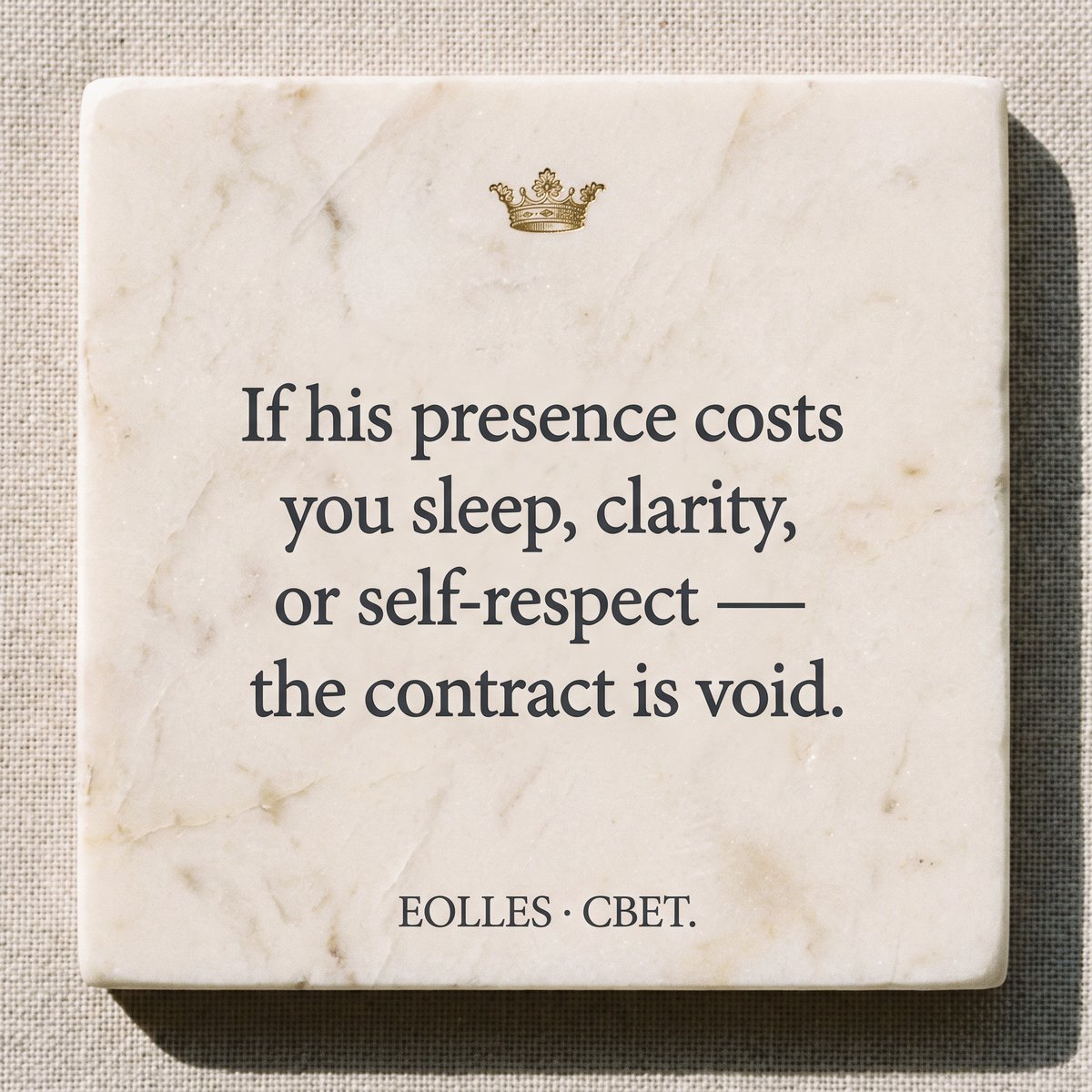 lightofeolles's tweet photo. Add a peace clause to your love.

If his presence costs you sleep, clarity, or self-respect — the contract is void.

#selfworth #femininepower #datingadvice https://t.co/u7JxR7Oz9G