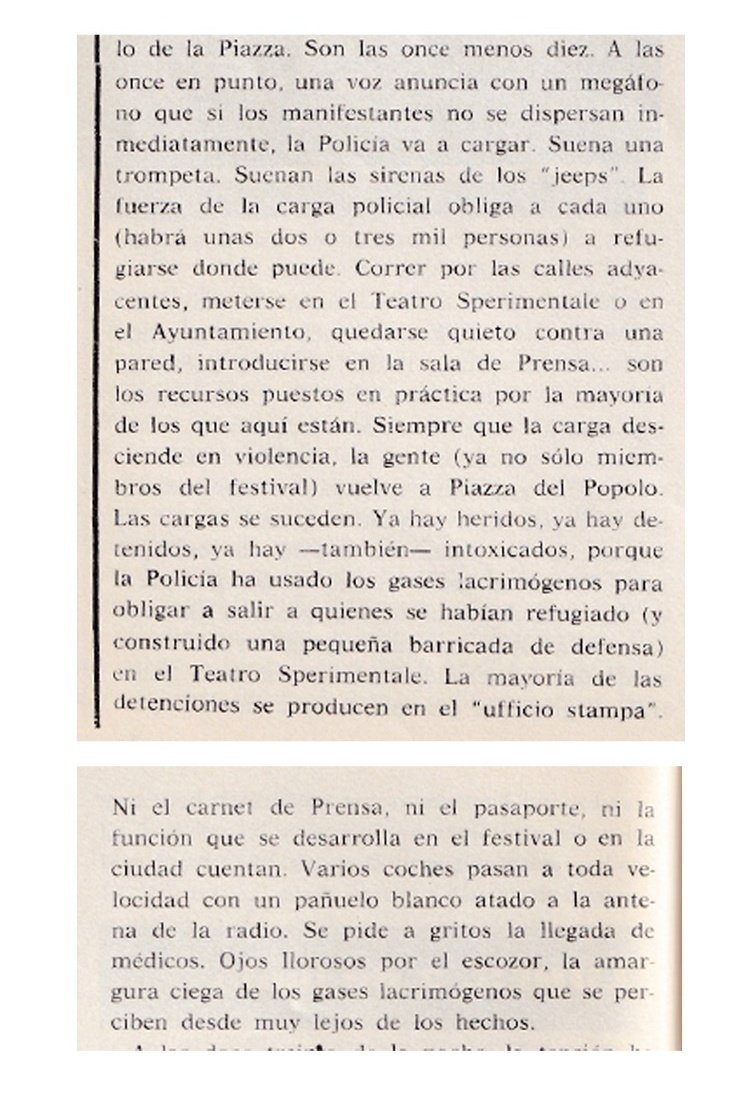 enedenog's tweet photo. La ocupación del festival estuvo motivada por los sucesos de ese mismo año en Cannes y mayo del 68 (recordemos el famoso vídeo de Godard mandándolos a todos a la mierda) 

PERO en pesaro fue diferente, se respondió con una represión policial sin precedentes y ataques fascistas. https://t.co/pcktb3Co3Y