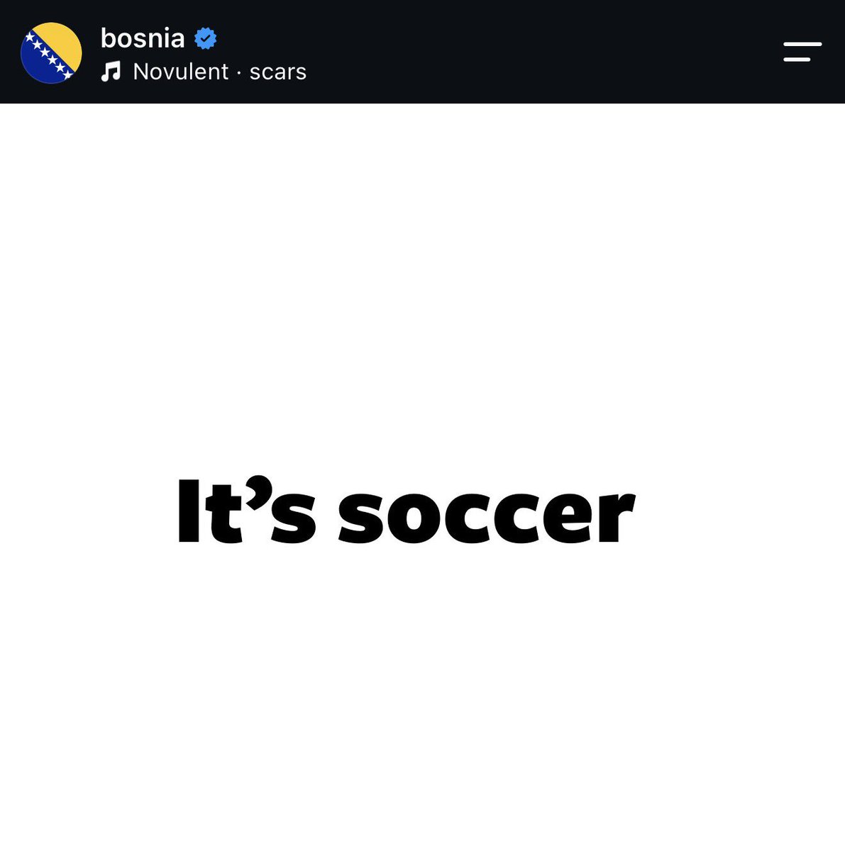 HaterReport's tweet photo. Bosnia admits it’s called soccer on Instagram after losing to the USA in the World Cup 😂😂 https://t.co/ajq0VvVrzd
