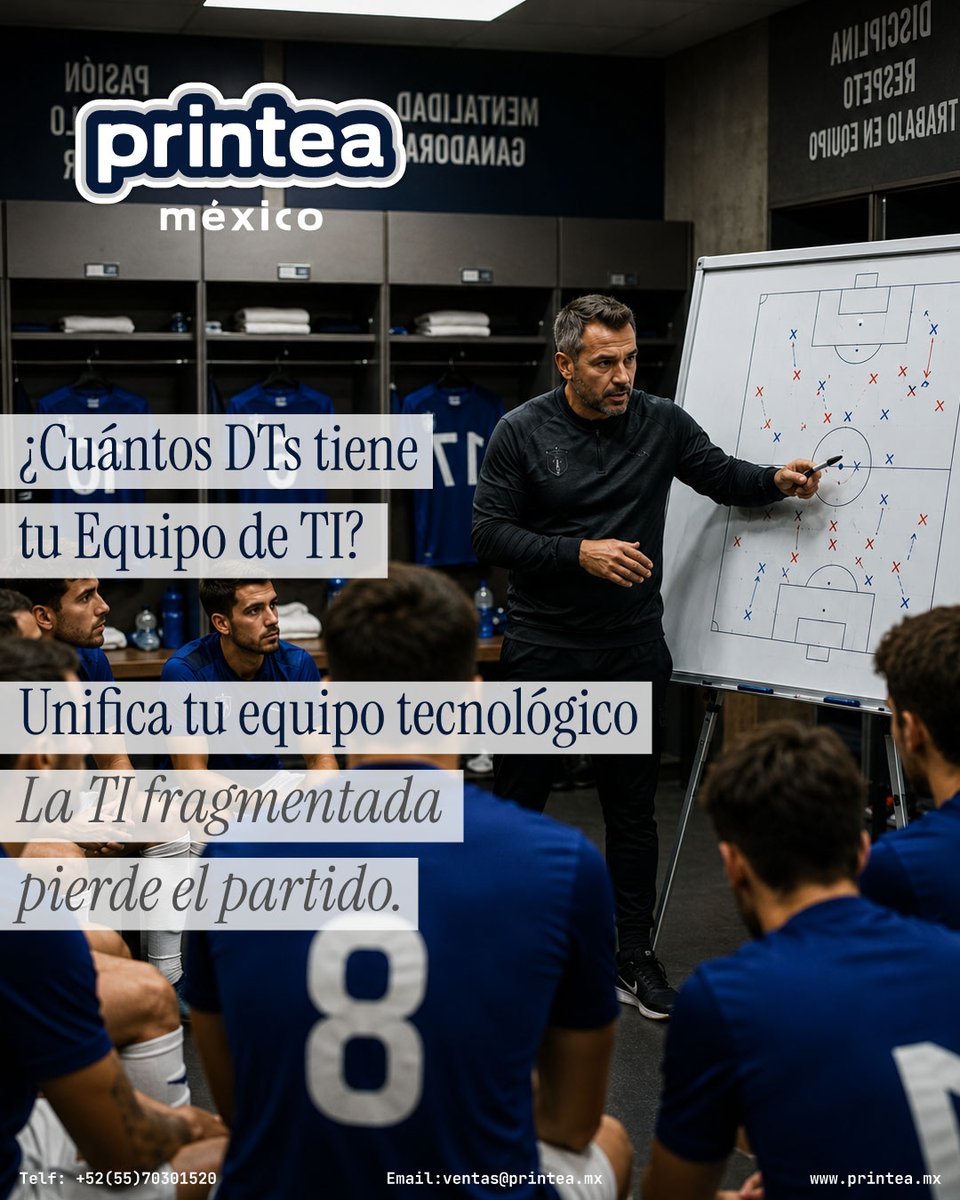 printeamx's tweet photo. 7 entrenadores para un equipo = eliminación en fase de grupos.
7 proveedores de TI = lo mismo para tu empresa.
Los campeones del #Mundial2026 juegan con un sistema unificado.
Tu TI también puede.
Un contrato. Un equipo. Una factura. @printeamx ⚽🏆
https://t.co/1TrK893hNJ https://t.co/cmRLuMlMAz