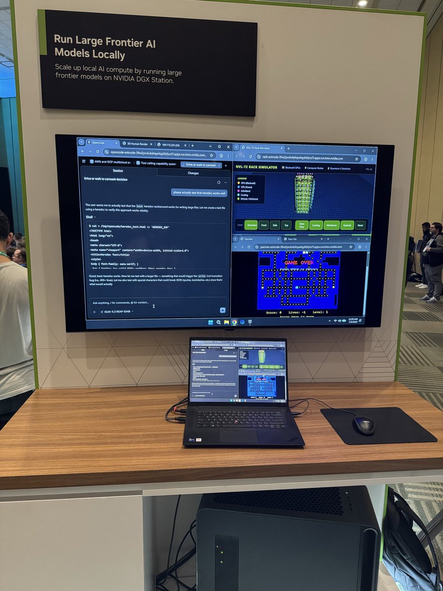 0xSero's tweet photo. GLM-5.2-REAP running on the DGX Station and 60~ tok/s https://t.co/5PjSrlwveb