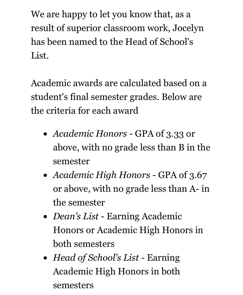 JulieGesner's tweet photo. Proud of @jocelynggesner for earning the highest academic honor at NMH. She earned High Honors both semesters and named to the Head of School’ List. #headdownkeepworking https://t.co/F2wL928h2H