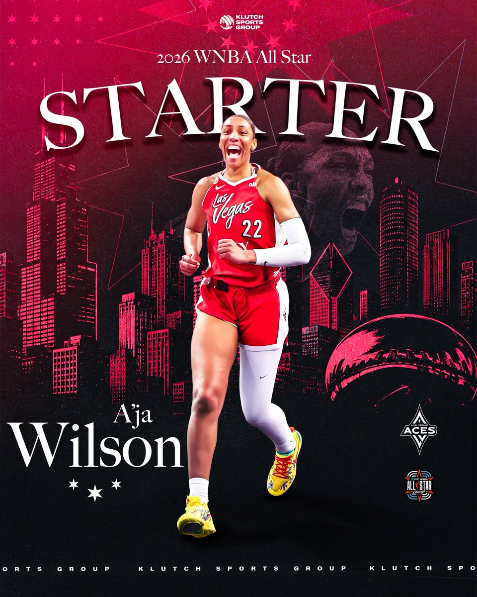 KlutchSports's tweet photo. Congratulations to @_ajawilson22 on being named a 2026 WNBA All-Star Starter for the 7th time and earning her 8th career All-Star selection! 🌟 https://t.co/7pIQ15tCOm